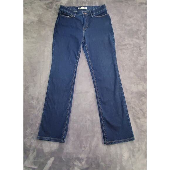 Levis 525 Sz 12 Perfect Waist Straight Leg Jeans Women Dark Blue Red Tab C24-22 - Picture 1 of 11